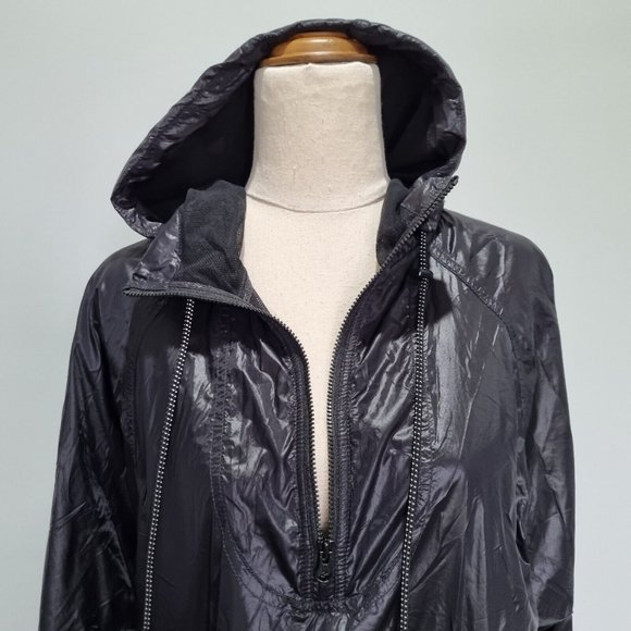 Country Road Active Black Half Zip Hooded Oversize Windbreaker Jacket Size XS - Picture 4 of 6